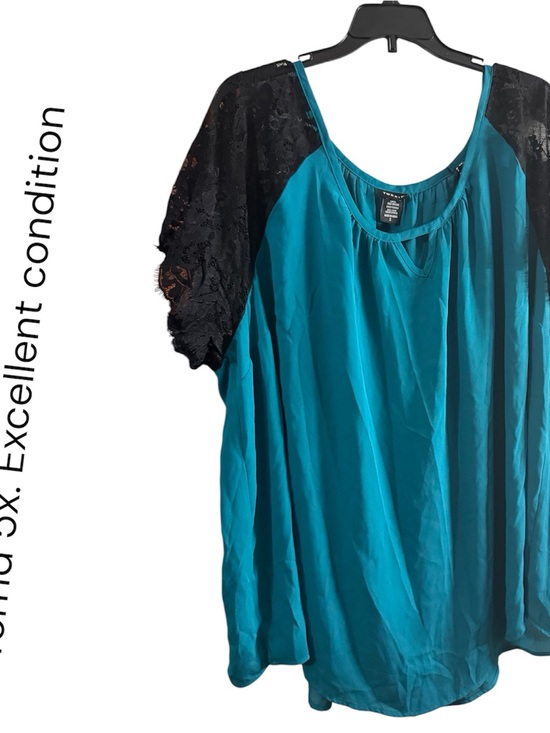 Tops - Torrid Teal Lace-Sleeve Blouse - Women’s Top